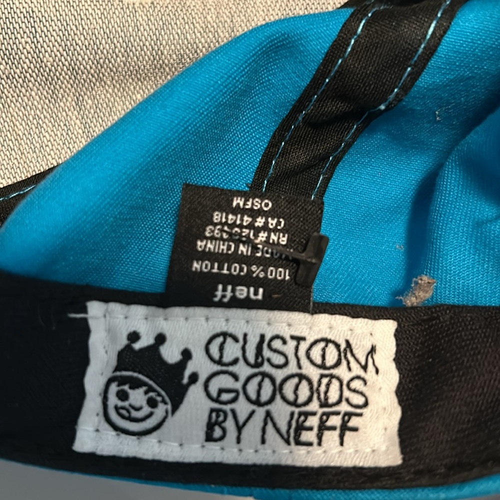 Neff Aqua Blue and Black SnapBack Hat. OS fits Most - Picture 6 of 6